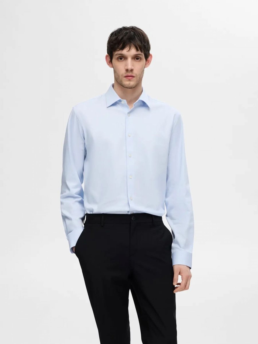 camicie uomo selected 16092939 slim-performance light blue mixed with white