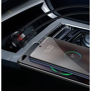 Baseus ładowarka samochodowa USB / USB Typ C 45 W 5 A SCP Quick Charge 4.0+ Power Delivery 3.0 ekran LCD srebrny (CCBX-C0S) - Ładowarki samochodowe - miniaturka - grafika 10