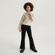 Spodnie i spodenki dla dziewczynek - Reserved - Spodnie flare z rozcięciami - Czarny - miniaturka - grafika 1