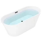 Wanny - Wanna wolnostojąca biała przelew oraz korek czarny 160 cm Lizbona Hydrosan - miniaturka - grafika 1