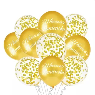 Balony 30Cm Wieczór Panieński Złote Z Konfetti 10 Szt - Wieczór panieński i kawalerski - miniaturka - grafika 1