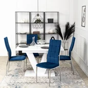 Krzesła - Zestaw 4x Krzesło Tapicerowane do Jadalni MOLLY Granatowe Welurowe Nowoczesne - miniaturka - grafika 1