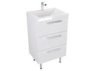 Szafki łazienkowe - Szafka Stojąca Z Umywalką ATH 50 cm - Biały Mat - Uchwyty Chromowane - miniaturka - grafika 1