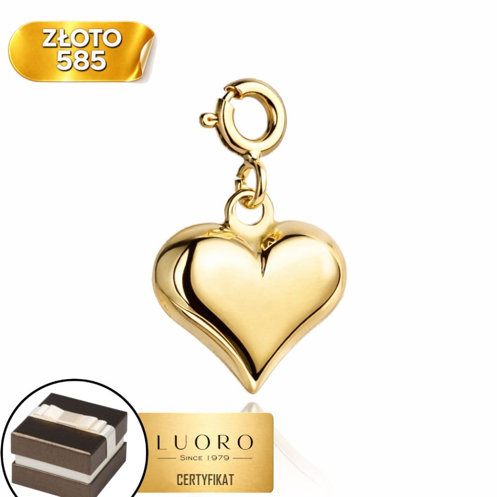 ZAWIESZKA ZŁOTA 585 14K SERCE MAŁE 1,7 CM DELIKATNY CHARMS ELEGANCKI