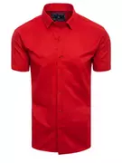 Koszule męskie - Koszula męska z krótkim rękawem czerwona Dstreet KX0989 - miniaturka - grafika 1