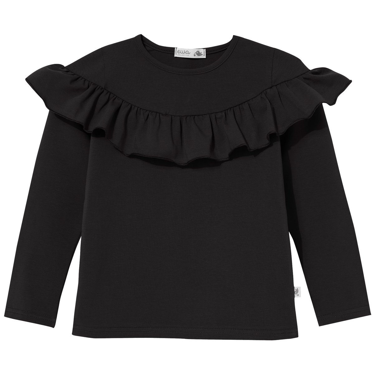 Bluzka z falbanką, długi rękaw czarna 128