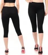 Legginsy - Legginsy damskie 3/4 krótkie Polskie bawełniane Getry Czarne XXXL - miniaturka - grafika 1