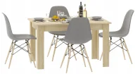 Stoły z krzesłami - Zestaw stół dąb sonoma i cztery szare krzesła N3-L44 - miniaturka - grafika 1