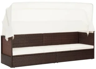 Brązowa sofa ogrodowa z zadaszeniem W0-E97 - Leżaki ogrodowe - miniaturka - grafika 1