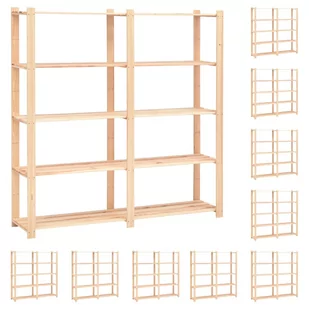 vidaXL Regały z 5 półkami, 10 szt., 170x38x170 cm, sosna, 500 kg 8719883854670 - Szafy i regały magazynowe - miniaturka - grafika 1