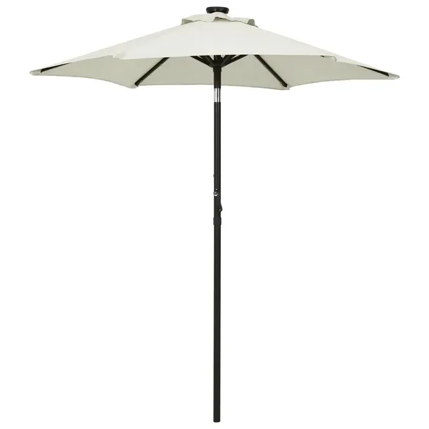 Parasol ogrodowy z lampkami LED, przechylny, 200x211 cm, piaskowy/ciemnosza