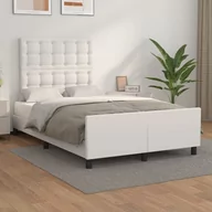 Łóżka - Lumarko Rama łóżka z zagłówkiem, biała, 120x200 cm, sztuczna skóra - miniaturka - grafika 1