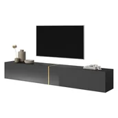 Szafki RTV - Szafka RTV Bisira 200 cm czarna ze złotą wstawką - miniaturka - grafika 1