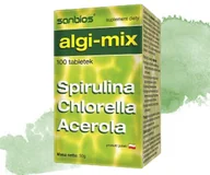 Suplementy naturalne - SANBIOS Algi- mix- połączenie spiruliny, chlorelli i aceroli 100sztuk - miniaturka - grafika 1