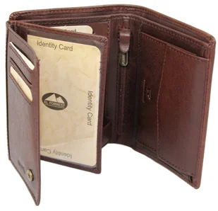 Portfel Męski Skórzany EL FORREST Duży Pionowy Bez Zapięcia Dwa Skrzydełka RFID 859 R 22 13 x 10 x 3 [cm] BRĄZOWY - Portfele - miniaturka - grafika 6