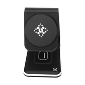 Ładowarki do telefonów - Stacja ładująca 3 w 1 iPhone, MagSafe, słuchawki AirPods, podstawka wideo Apple Watch, czarna - miniaturka - grafika 1