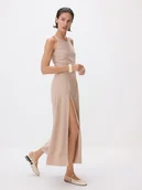 Sukienki - Reserved - Sukienka midi z wiskozy - beżowy - miniaturka - grafika 1