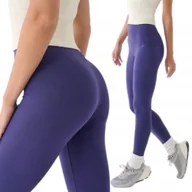 Legginsy - 4F Legginsy Dzianinowe Bawełniane Getry Klasyczne Wysoki Stan Fiolet r. L - miniaturka - grafika 1