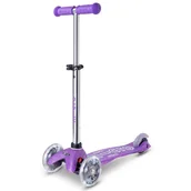 Hulajnogi - Micro - Trójkołowa hulajnoga ze świecącymi kołami Mini Deluxe Fairy Glitter LED - fioletowa - miniaturka - grafika 1