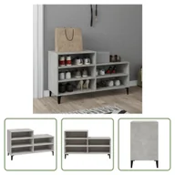 Szafki na buty - The Living Store stojak na buty betonowy szary 102x36x60 cm materiał drewnopochodny - miniaturka - grafika 1