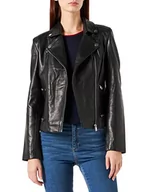 Kurtki damskie - Naf Naf Damska kurtka skórzana skórzana, czarna, 44 - miniaturka - grafika 1