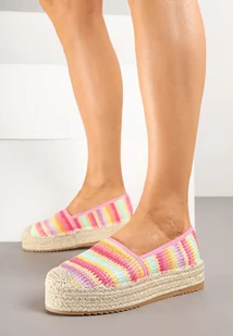 Różowe Espadryle w Szydełkowy Wzór z Plecioną Podeszwą Tillarina - Espadryle damskie - miniaturka - grafika 1