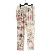 Spodnie damskie - Vila Damskie Spodnie Wygodne Luźne i Stylowe Białe w Kwiatki Rozmiar M - miniaturka - grafika 1