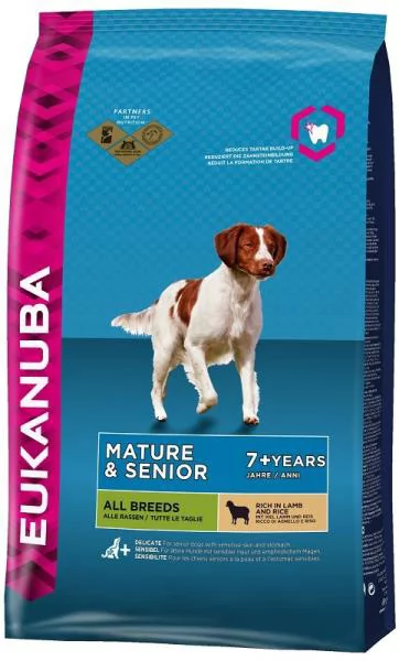 Sucha karma dla psów seniorów EUKANUBA Mature &amp; Senior z jagnięciną i ryżem 2,5kg (8710255121420)