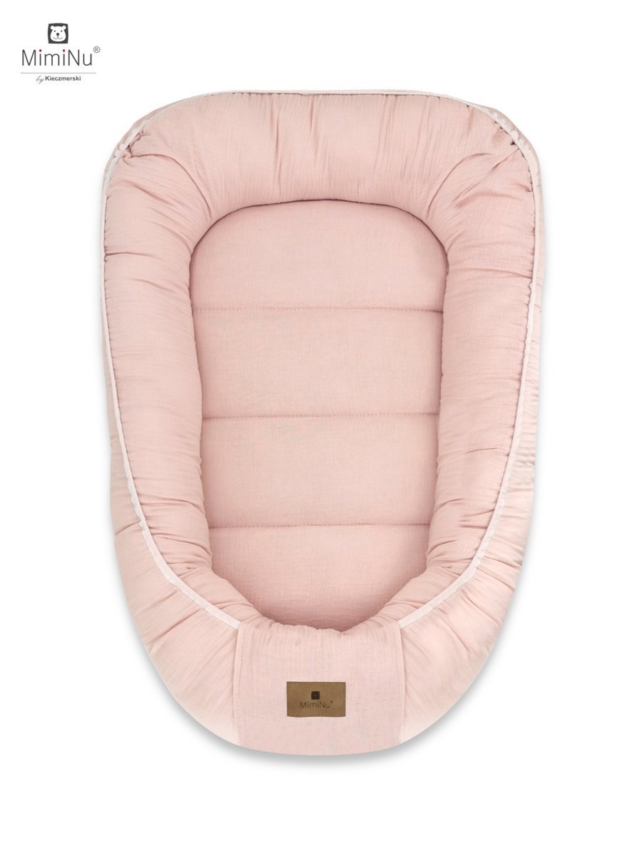 KIECZMERSKI Kokon niemowlęcy MUŚLIN BAWEŁNIANY pudrowy róż bawełna 100%