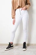 Spodnie damskie - BIAŁE SPODNIE SKINNY Z GUZIKAMI - WYSOKI STAN - Olika - miniaturka - grafika 1