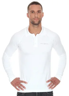 Koszulka męska polo Brubeck Prestige z długim rękawem LS10620 biały - Koszulki sportowe męskie - miniaturka - grafika 1
