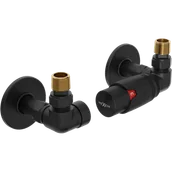 Zawory i kraniki - Mexen G00 zestaw termostatyczny osiowy z maskownicą R, czarny - W903-900-904-70 - miniaturka - grafika 1