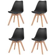 Fotele gamingowe - vidaXL Krzesła do jadalni, 4 szt., sztuczna skóra, lite drewno, czarne vidaXL - miniaturka - grafika 1