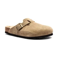 Kapcie męskie - Birkenstock Skórzane mule Boston Shearling LEVE z dodatkiem wełny - miniaturka - grafika 1