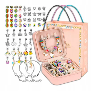 DUŻY ZESTAW DO ROBIENIA BRANSOLETEK NASZYJNIKÓW SZKATUŁKA KREATYWNY PREZENT - Prace ręczne dla dzieci - miniaturka - grafika 1