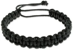 CZARNA BRANSOLETA PLECIONA kolor czarny styl wojskowy styl surferski węzeł dla niego dla niej (ar1718) - Bransoletki - miniaturka - grafika 1