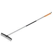 Grabie i motyki - Grabie proste 41 x 11 cm, 12 zębów, trzonek stalowy - miniaturka - grafika 1
