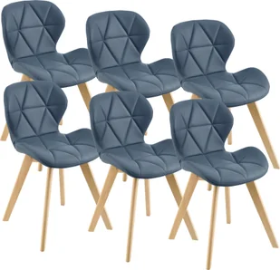 Krzesło do jadalni Älmhult zestaw 6 krzeseł bukowych 81x57 cm imitacja skóry Krzesło do salonu Krzesło kuchenne Niebieski - Krzesła - miniaturka - grafika 1