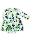 Body dla niemowląt - Niemowlęce sukienko-body z długim rękawem z motywem tropikalnym białe Nicol,r.62 - miniaturka - grafika 1