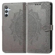 Portfele - Dla Samsung Galaxy A56 5G Etui Portfel Mandala Kwiat Skórzany Pokrowiec Na Telefon Stand View - Szary Wielobarwny Grey - miniaturka - grafika 1