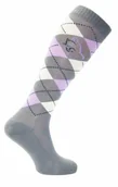 Skarpetki jeździeckie - COMODO Podkolanówki jeździeckie Karo - szary/lawenda/żółty jasny - miniaturka - grafika 1