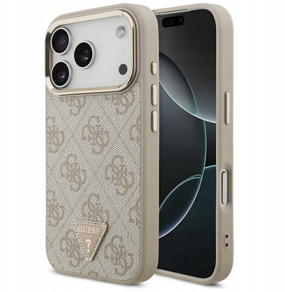 Etui Guess 4G Triangle Logo MagSafe do iPhone 17 Pro różowy złoty