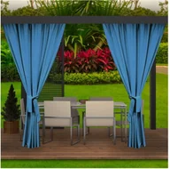 Zasłony - Zasłony zewnętrzne na taras 155x200 niebieskie 2 szt zasłona zewnętrzna odporna na warunki atmosferyczne zasłony zewnętrzne na taras, ogród, werandę, pergolę - miniaturka - grafika 1