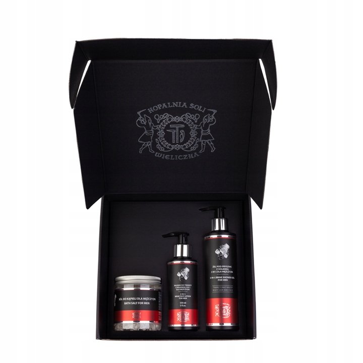 Zestaw kosmetyków dla mężczyzn sól, żel, balsam po goleniu z solanką