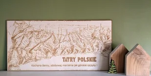 Drewniana mapa Tatr z możliwością dedykacji, Tatry na prezent - Dekoracje domu - miniaturka - grafika 1