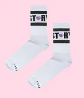 Skarpetki damskie - Skarpetki Froty Soxstory Fiolet Hearts On White - miniaturka - grafika 1