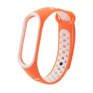 Akcesoria do smartwatchy - Zamienna silikonowa opaska pasek do Xiaomi Mi Band 4 / Mi Band 3 Dots pomarańczowo-biały - miniaturka - grafika 1