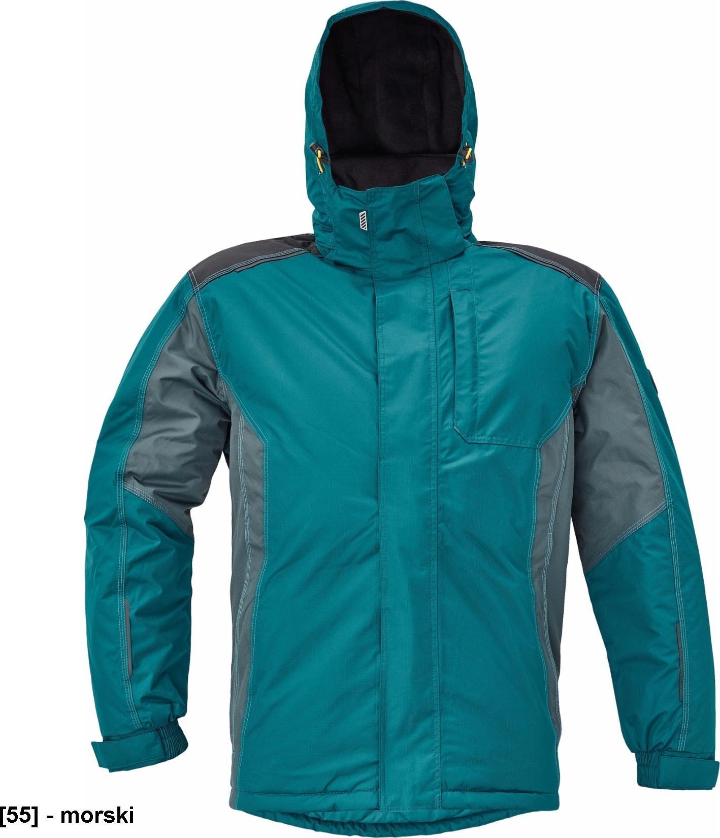 CERVA DAYBORO parka - męska kurtka zimowa, odpinany kaptur, polar kołnierz i w kapturze, odblaskowe elementy, 100% poliester - morski 4XL