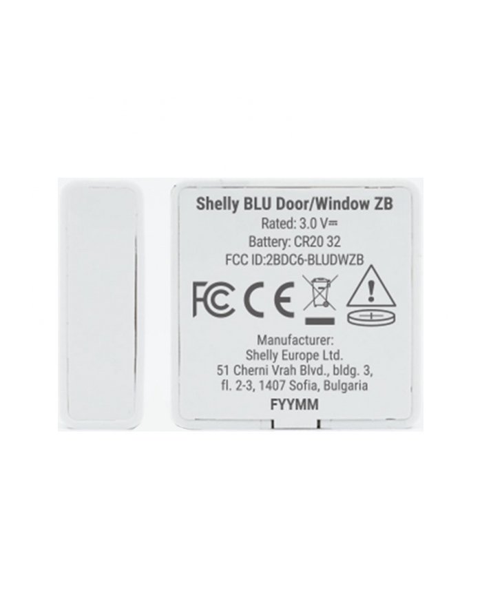 SHELLY BLU Door/Window ZB White Zigbee Contact Sensor FG3800238072612