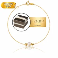 Bransoletki - BRANSOLETKA ZŁOTA 585 14K NATURALNA PERŁA KULKI ŻÓŁTA 17 CM REGULOWANA - miniaturka - grafika 1